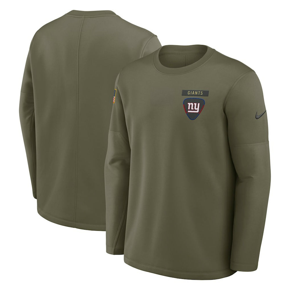 New York Giants 2025 Salute to Service Sideline Coaches Therma-FIT Long Sleeve Shirt - Olive