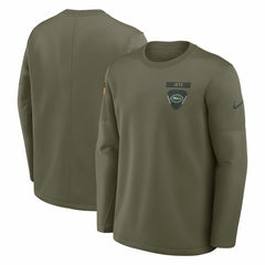 New York Jets 2025 Salute to Service Sideline Coaches Therma-FIT Long Sleeve Shirt - Olive