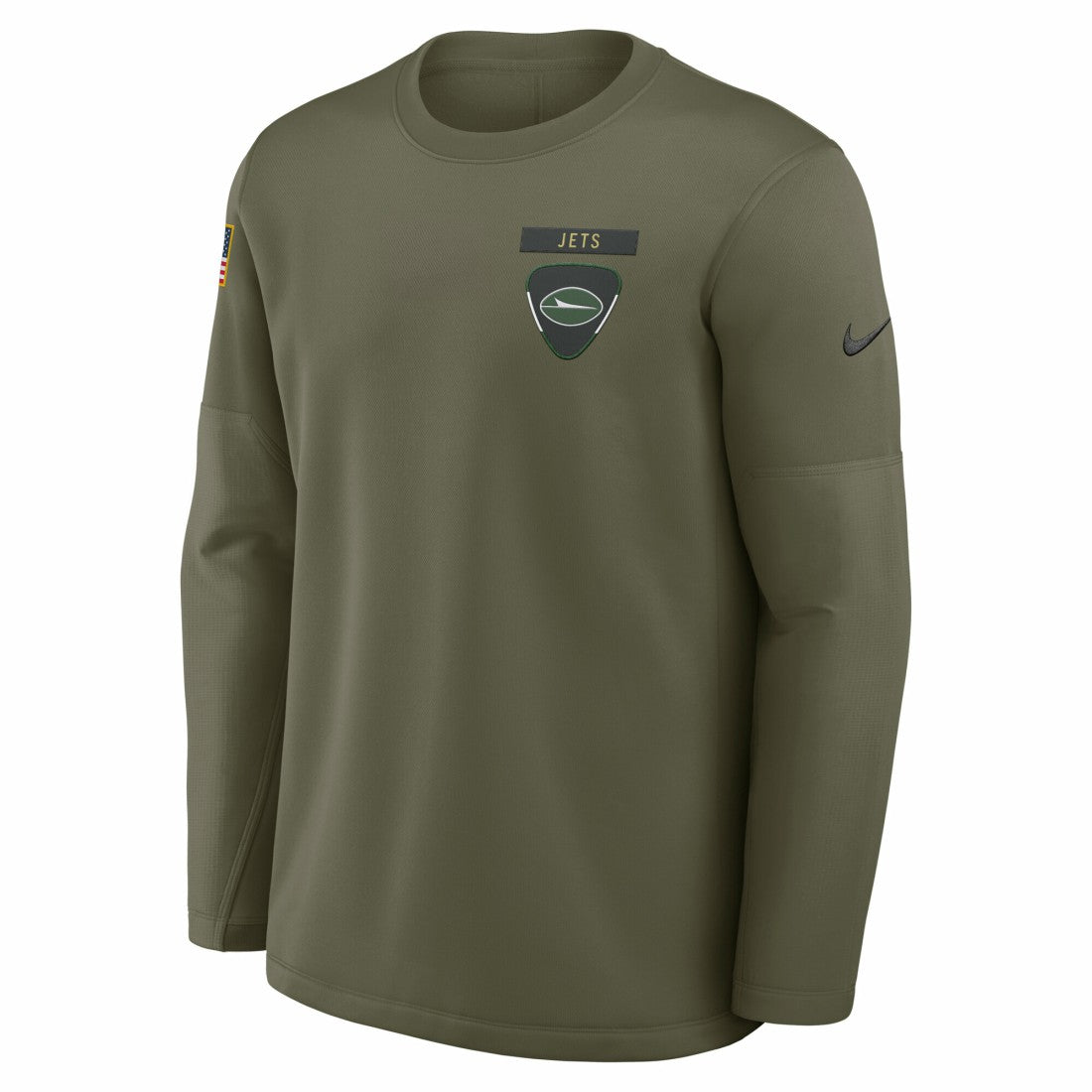 New York Jets 2025 Salute to Service Sideline Coaches Therma-FIT Long Sleeve Shirt - Olive