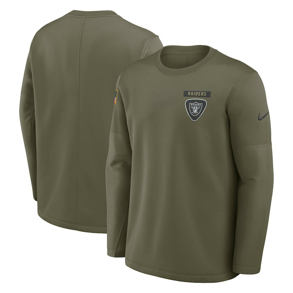 Las Vegas Raiders 2025 Salute to Service Sideline Coaches Therma-FIT Long Sleeve Shirt - Olive