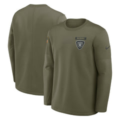 Las Vegas Raiders 2025 Salute to Service Sideline Coaches Therma-FIT Long Sleeve Shirt - Olive