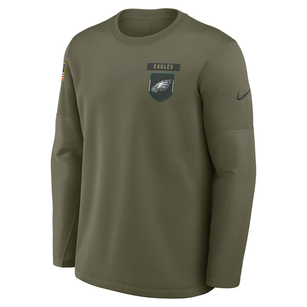 Philadelphia Eagles 2025 Salute to Service Sideline Coaches Therma-FIT Long Sleeve Shirt - Olive