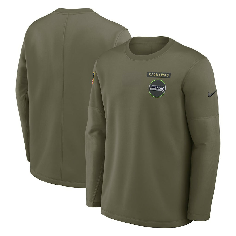 Seattle Seahawks 2025 Salute to Service Sideline Coaches Therma-FIT Long Sleeve Shirt - Olive