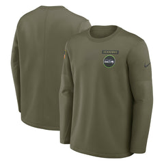 Seattle Seahawks 2025 Salute to Service Sideline Coaches Therma-FIT Long Sleeve Shirt - Olive
