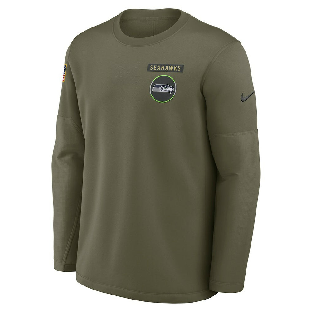 Seattle Seahawks 2025 Salute to Service Sideline Coaches Therma-FIT Long Sleeve Shirt - Olive