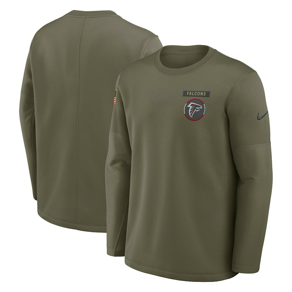 Atlanta Falcons 2025 Salute to Service Sideline Coaches Therma-FIT Long Sleeve Shirt - Olive