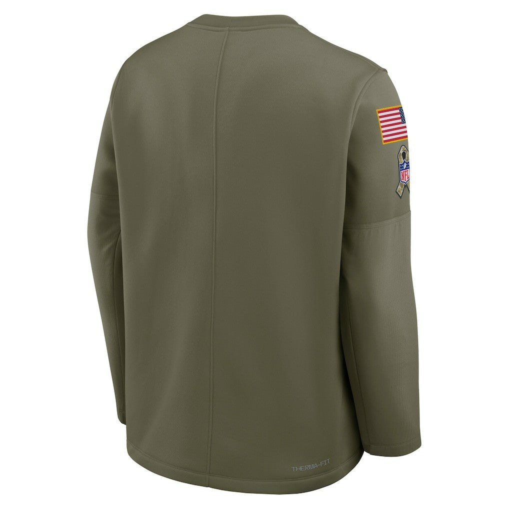 Atlanta Falcons 2025 Salute to Service Sideline Coaches Therma-FIT Long Sleeve Shirt - Olive