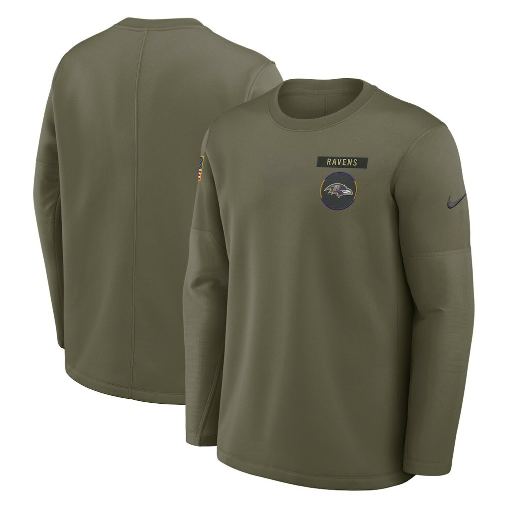 Baltimore Ravens 2025 Salute to Service Sideline Coaches Therma-FIT Long Sleeve Shirt - Olive