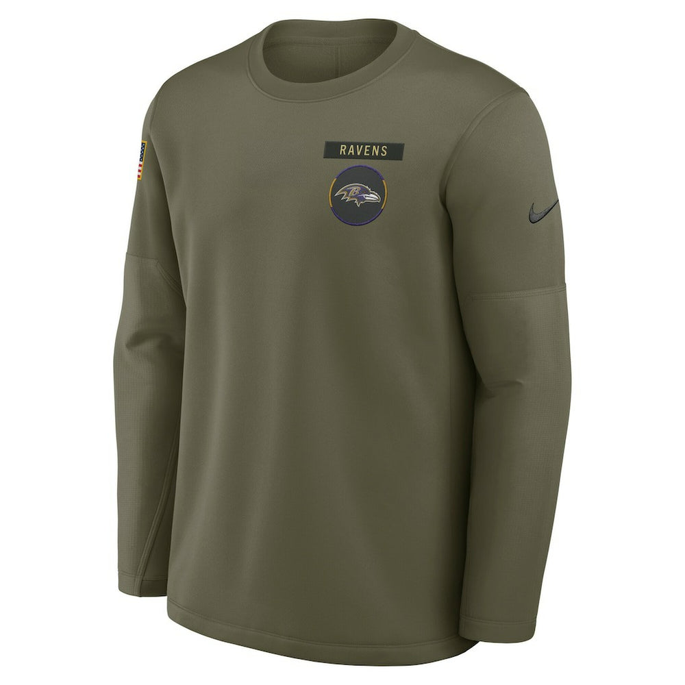 Baltimore Ravens 2025 Salute to Service Sideline Coaches Therma-FIT Long Sleeve Shirt - Olive