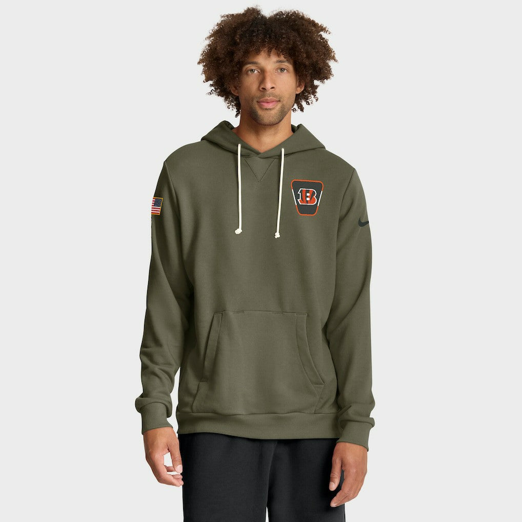 Cincinnati Bengals Big & Tall 2025 Salute to Service Sideline Dominant Force Dri-FIT Hoodie - Olive Hoodies