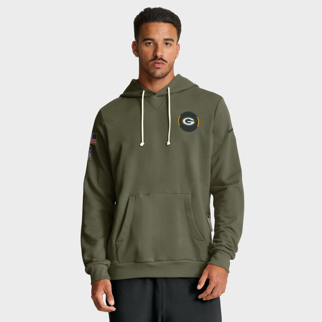 Green Bay Packers Big & Tall 2025 Salute to Service Sideline Dominant Force Dri-FIT Hoodie - Olive Hoodies