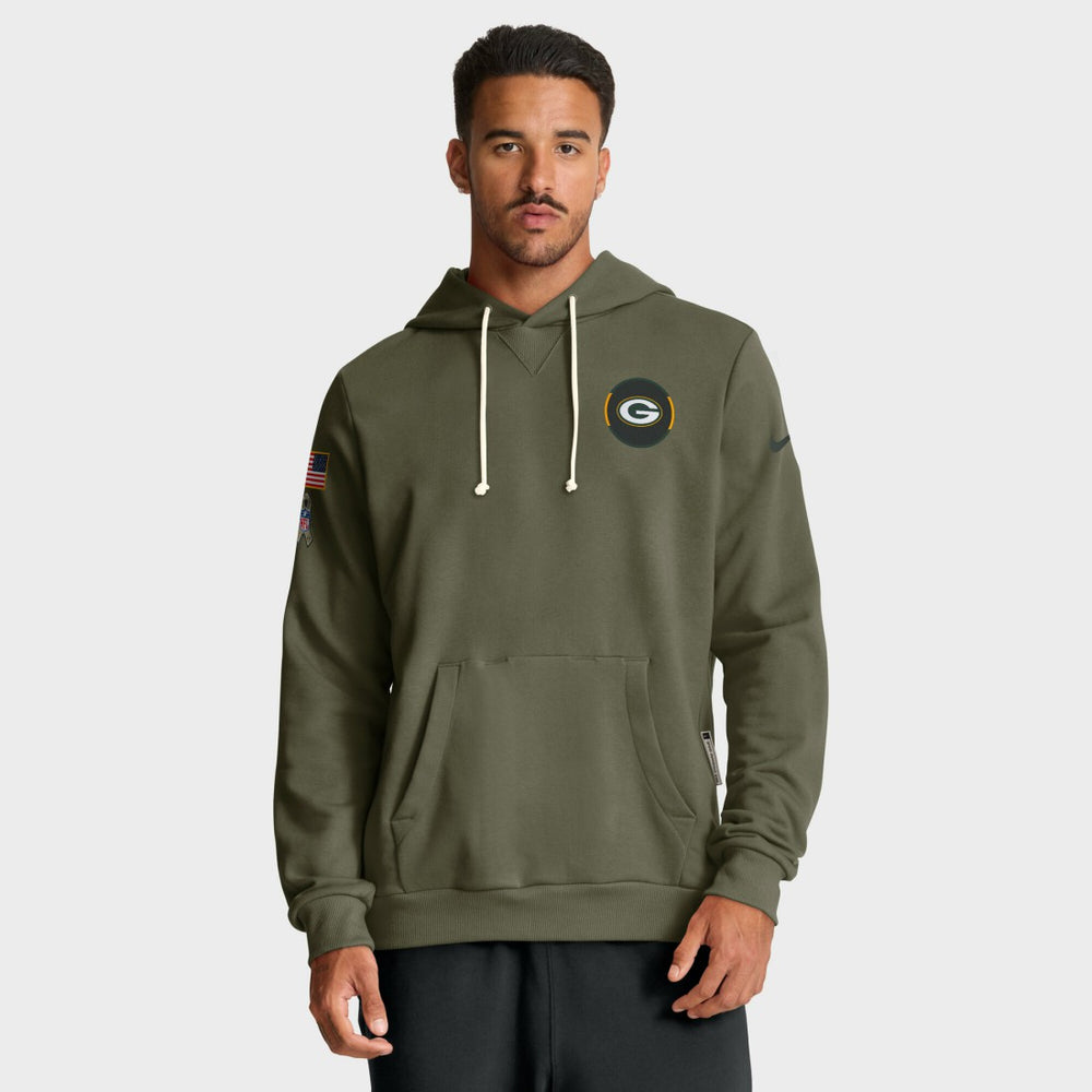 Green Bay Packers Big & Tall 2025 Salute to Service Sideline Dominant Force Dri-FIT Hoodie - Olive Hoodies