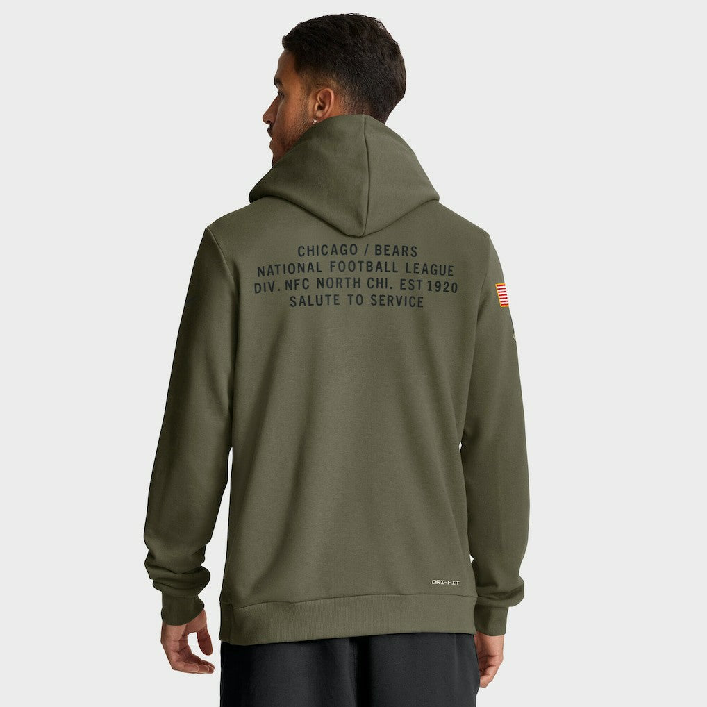Chicago Bears Big & Tall 2025 Salute to Service Sideline Dominant Force Dri-FIT Hoodie - Olive Hoodies