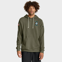 Miami Dolphins Big & Tall 2025 Salute to Service Sideline Dominant Force Dri-FIT Hoodie - Olive Hoodies