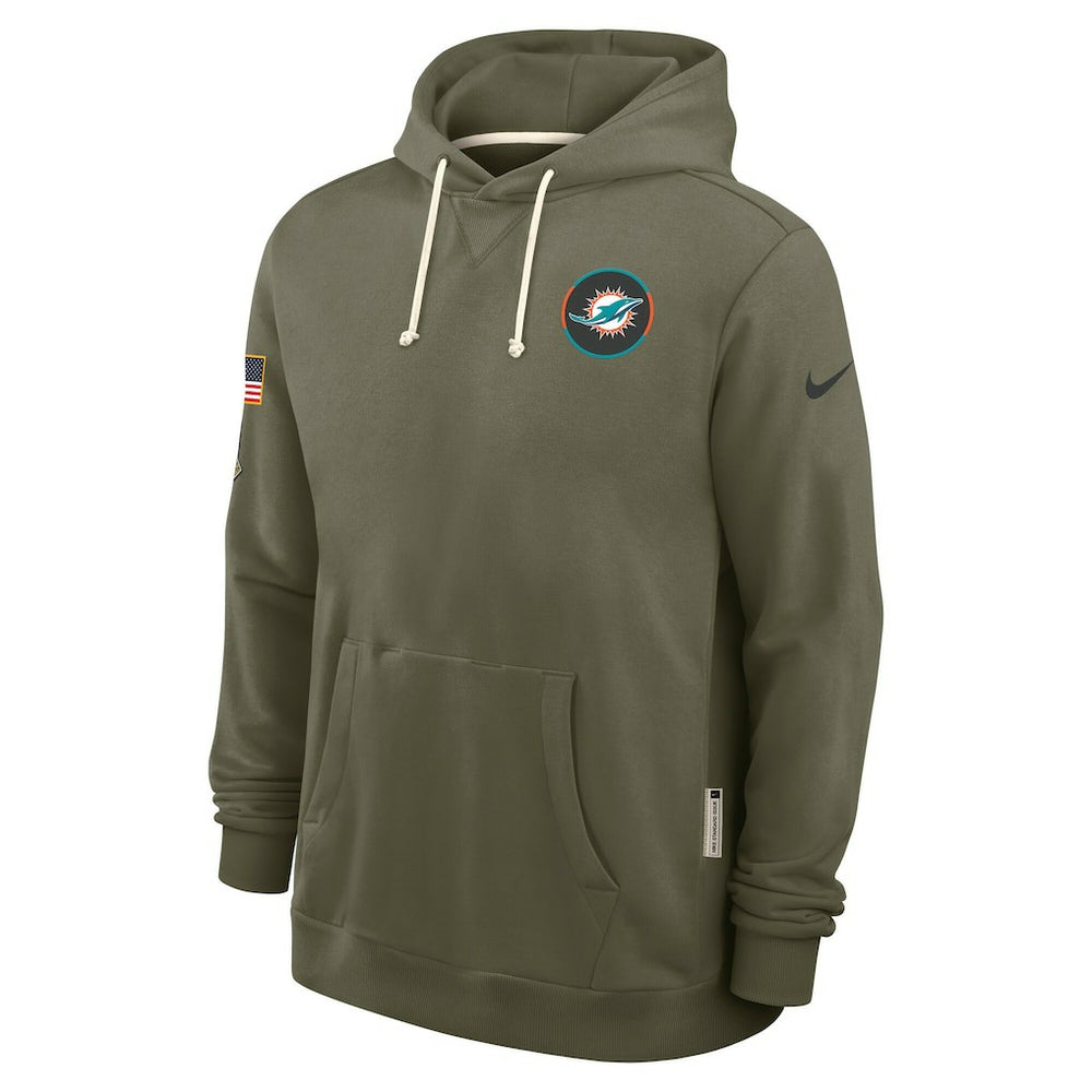 Miami Dolphins Big & Tall 2025 Salute to Service Sideline Dominant Force Dri-FIT Hoodie - Olive Hoodies
