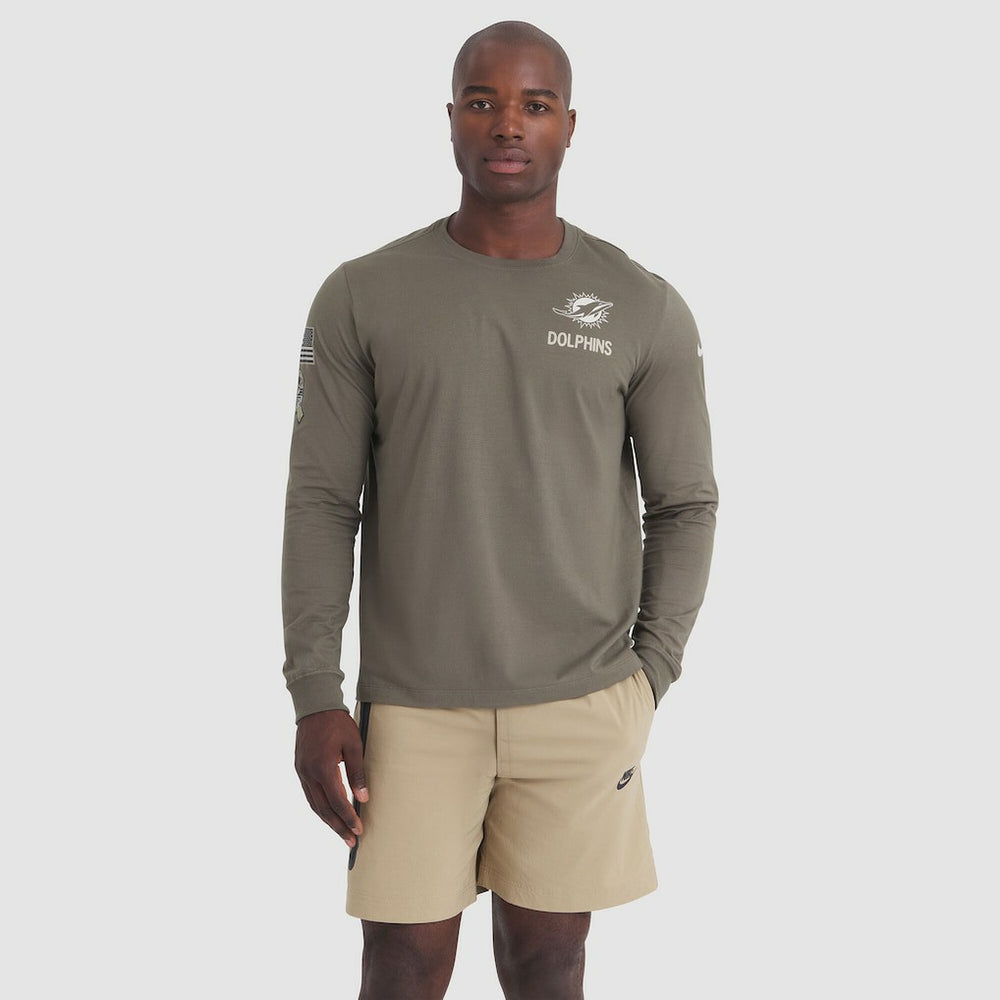 Miami Dolphins 2025 Salute to Service Sideline Long Sleeve T-Shirt - Olive T-shirts