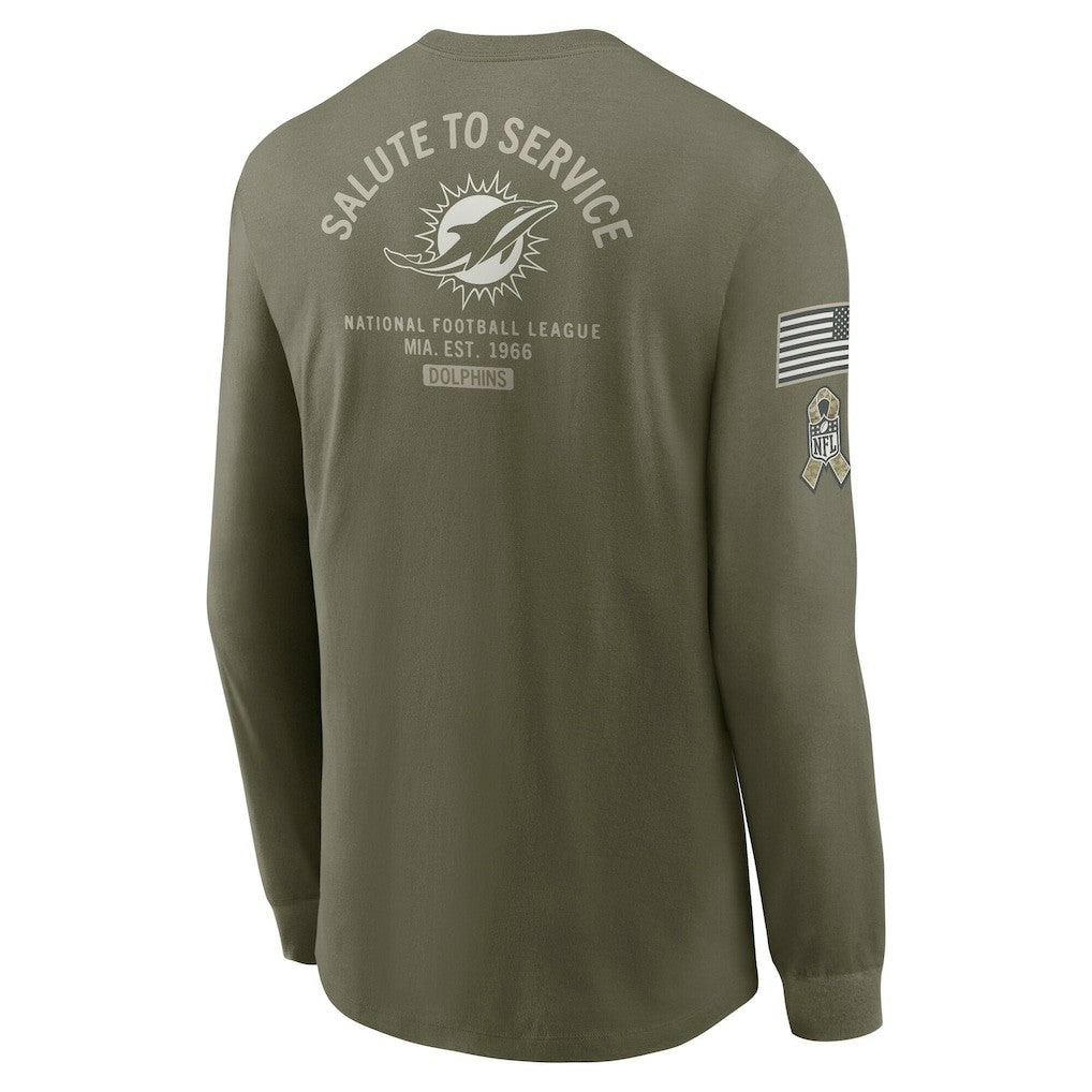 Miami Dolphins 2025 Salute to Service Sideline Long Sleeve T-Shirt - Olive T-shirts