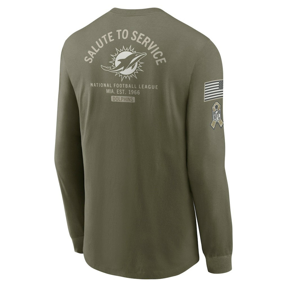 Miami Dolphins 2025 Salute to Service Sideline Long Sleeve T-Shirt - Olive T-shirts