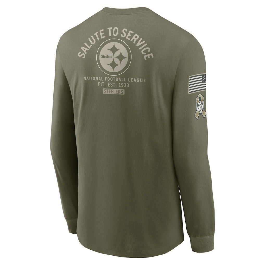 Pittsburgh Steelers 2025 Salute to Service Sideline Long Sleeve T-Shirt - Olive T-shirts