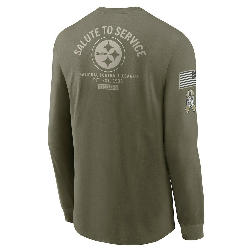 Pittsburgh Steelers 2025 Salute to Service Sideline Long Sleeve T-Shirt - Olive T-shirts