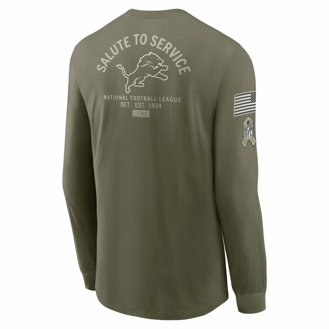 Detroit Lions 2025 Salute to Service Sideline Long Sleeve T-Shirt - Olive T-shirts