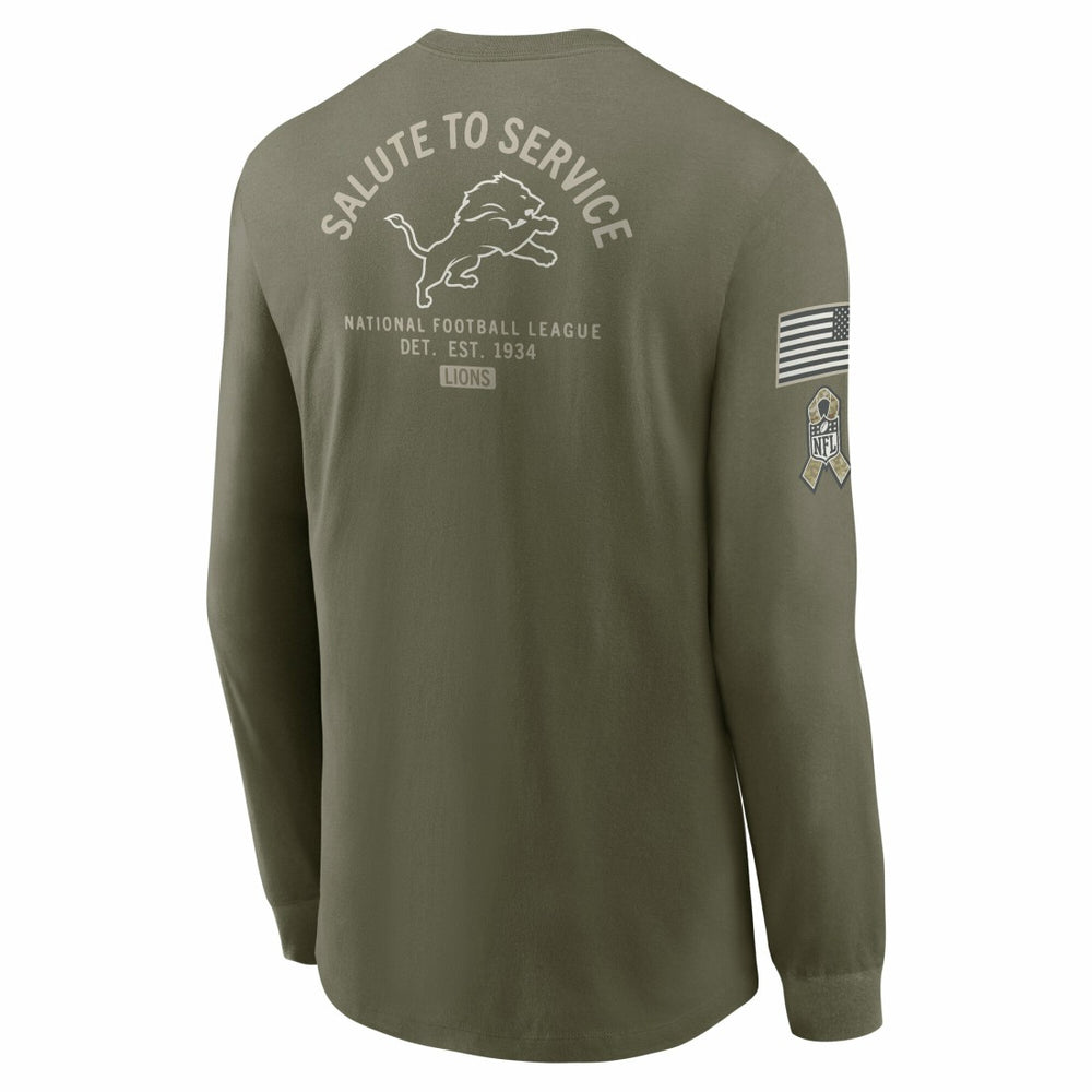 Detroit Lions 2025 Salute to Service Sideline Long Sleeve T-Shirt - Olive T-shirts