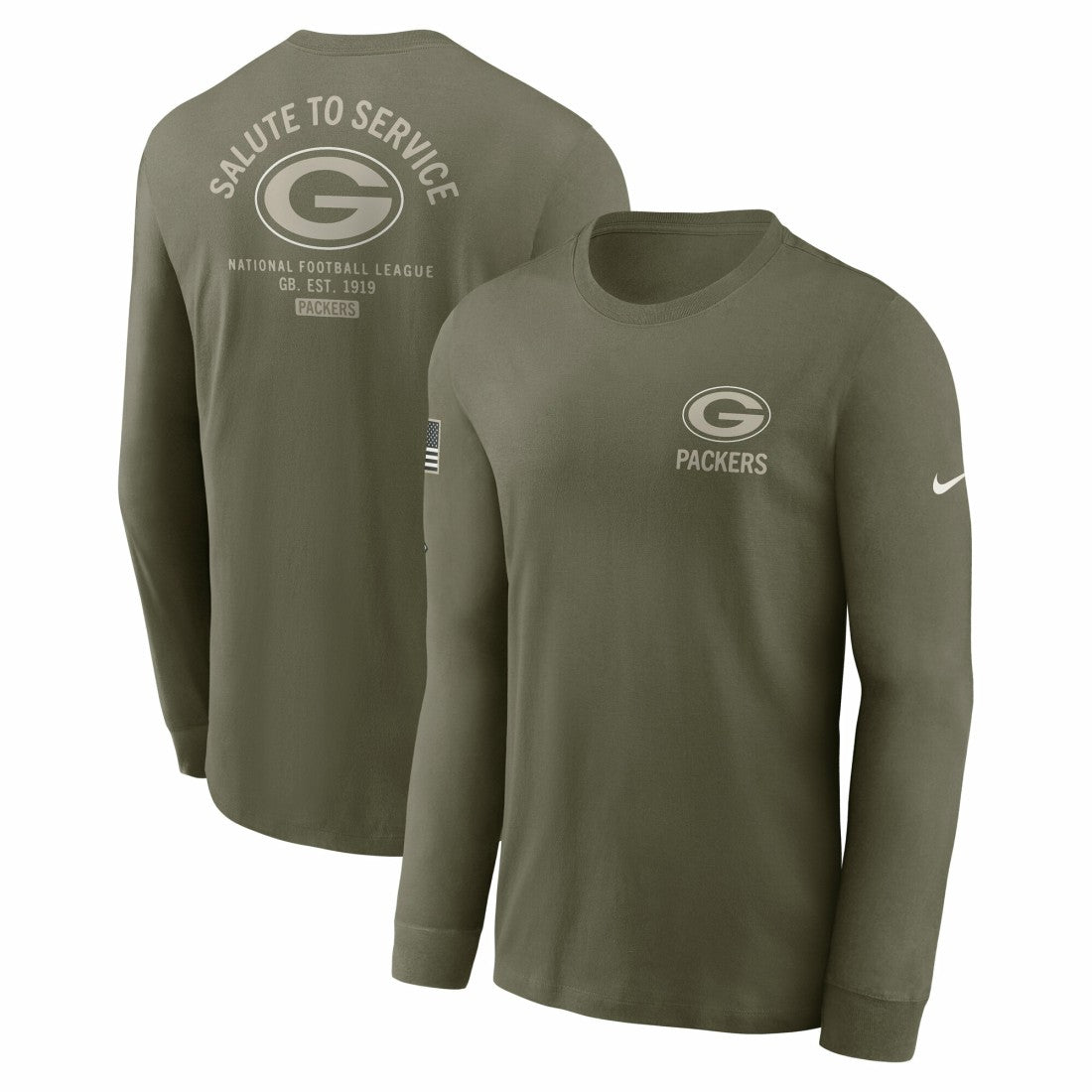 Green Bay Packers 2025 Salute to Service Sideline Long Sleeve T-Shirt - Olive T-shirts