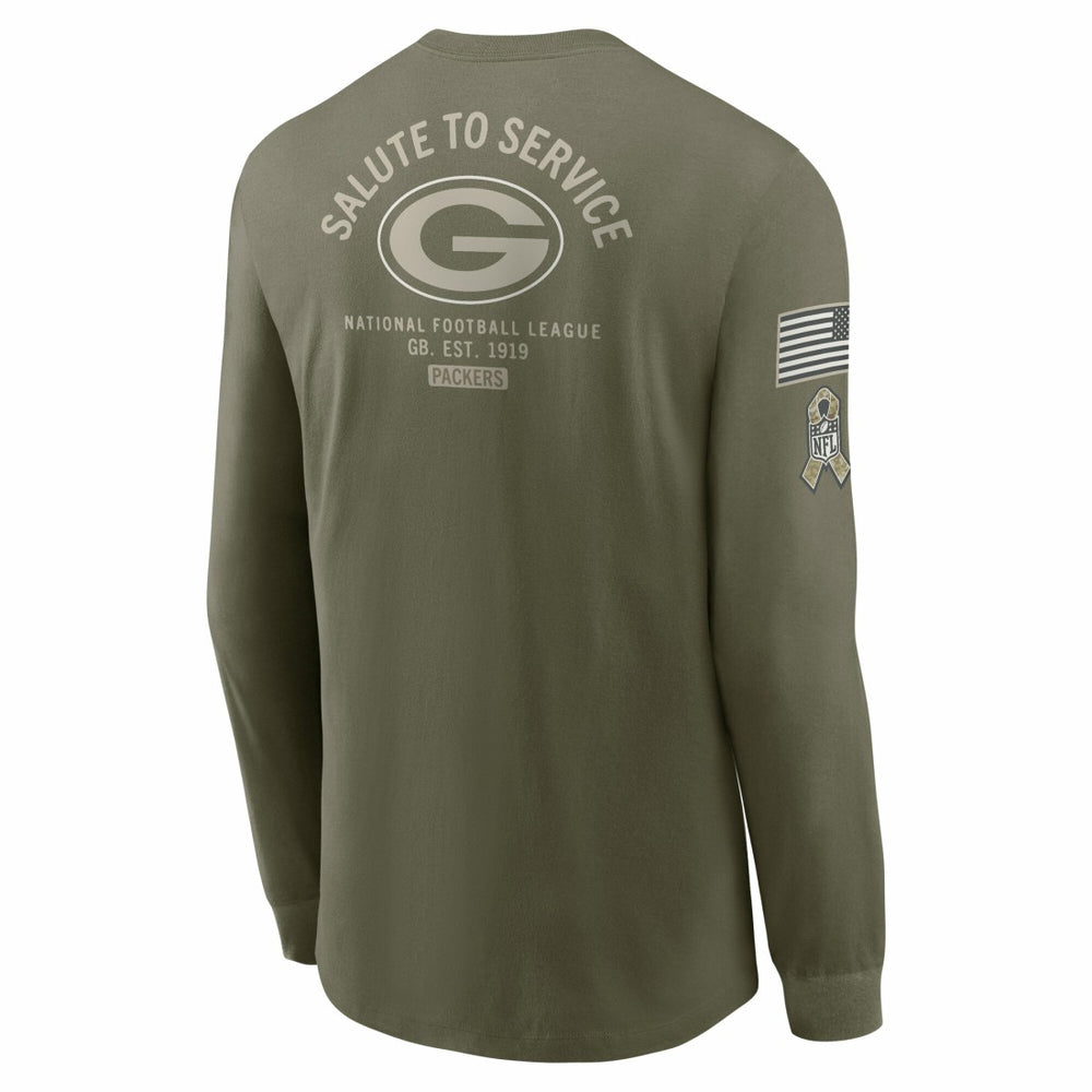 Green Bay Packers 2025 Salute to Service Sideline Long Sleeve T-Shirt - Olive T-shirts