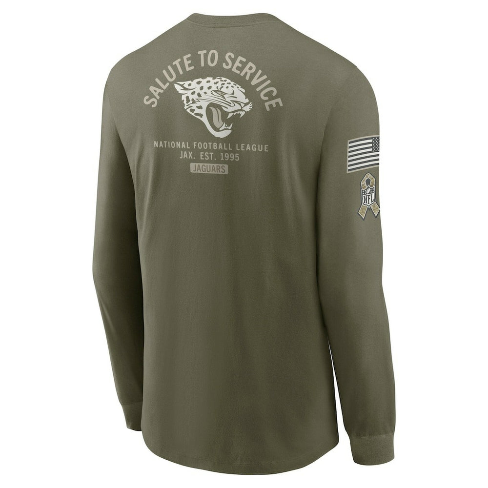 Jacksonville Jaguars 2025 Salute to Service Sideline Long Sleeve T-Shirt - Olive T-shirts