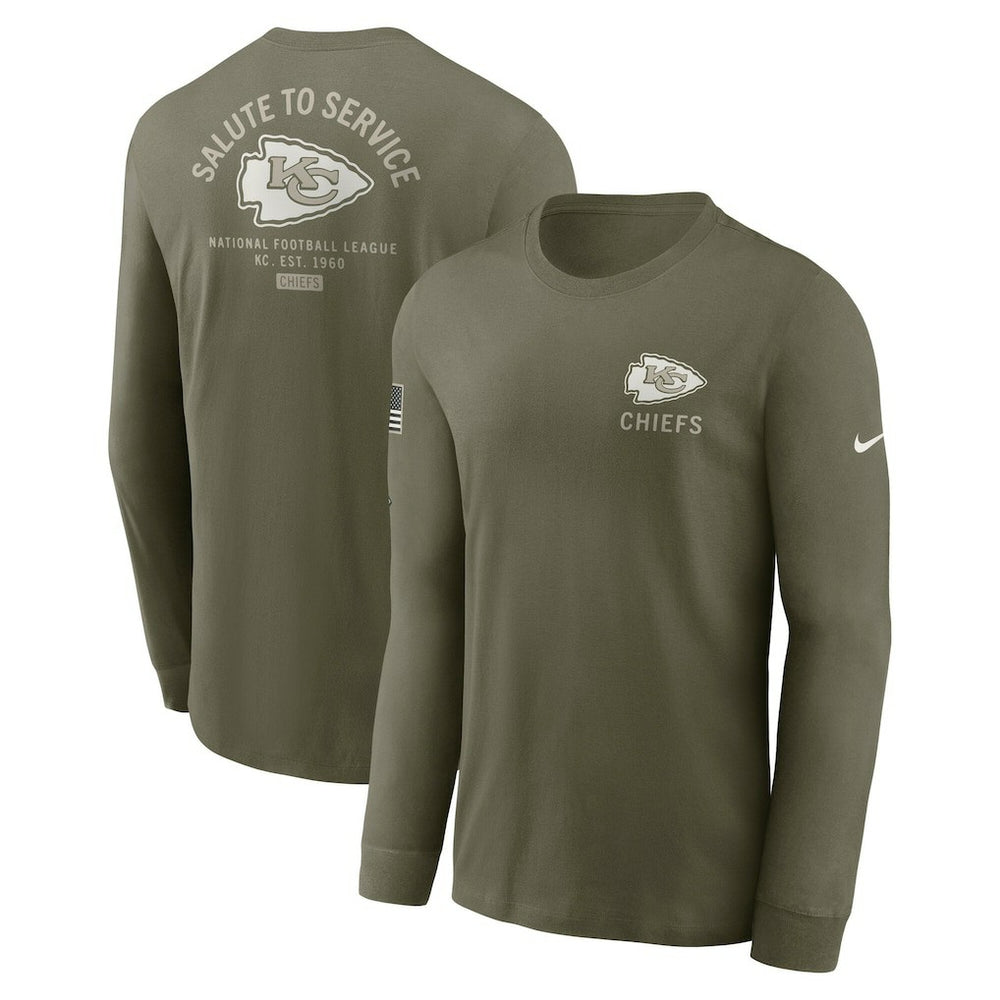Kansas City Chiefs 2025 Salute to Service Sideline Long Sleeve T-Shirt - Olive T-shirts