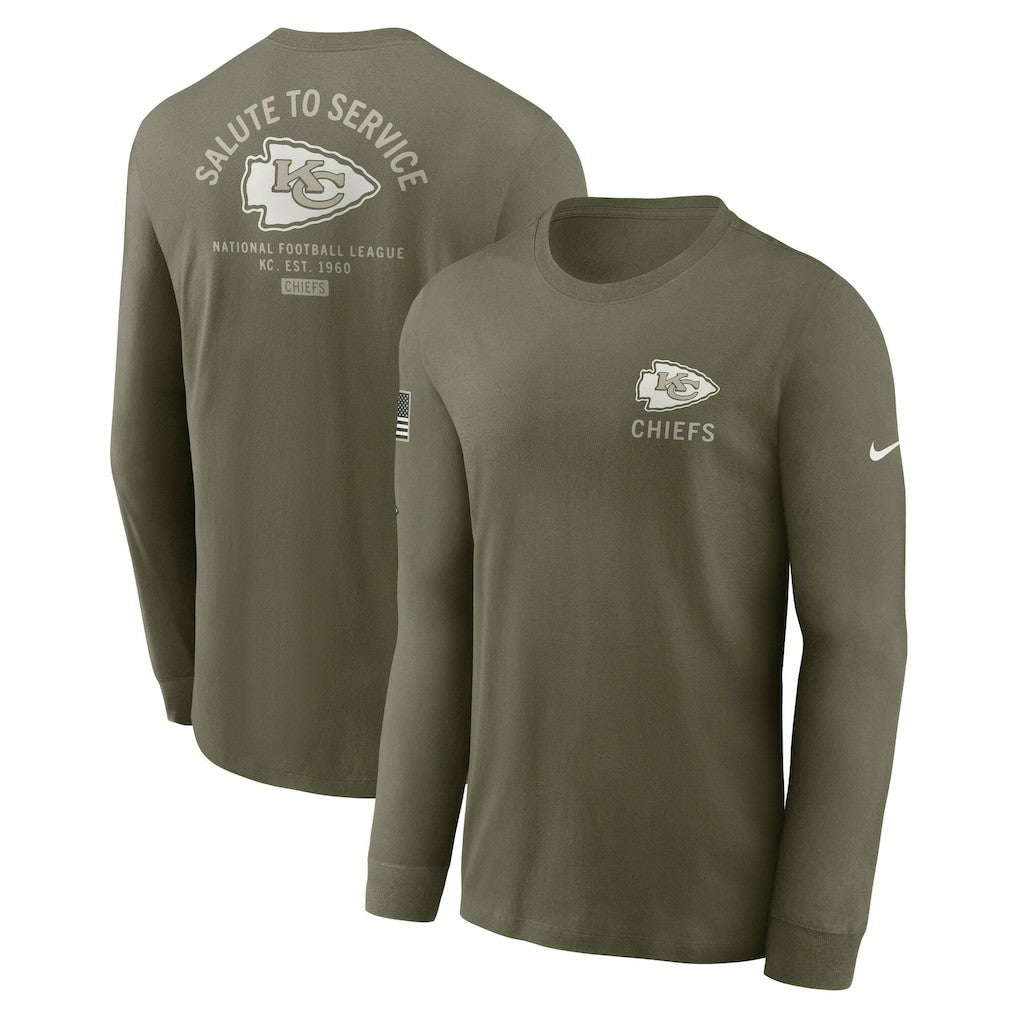 Kansas City Chiefs 2025 Salute to Service Sideline Long Sleeve T-Shirt - Olive T-shirts