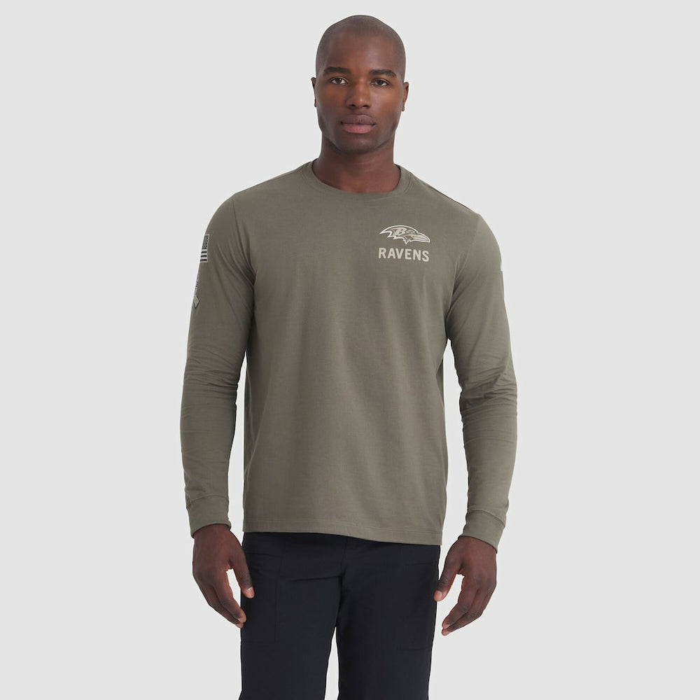 Baltimore Ravens 2025 Salute to Service Sideline Long Sleeve T-Shirt - Olive T-shirts