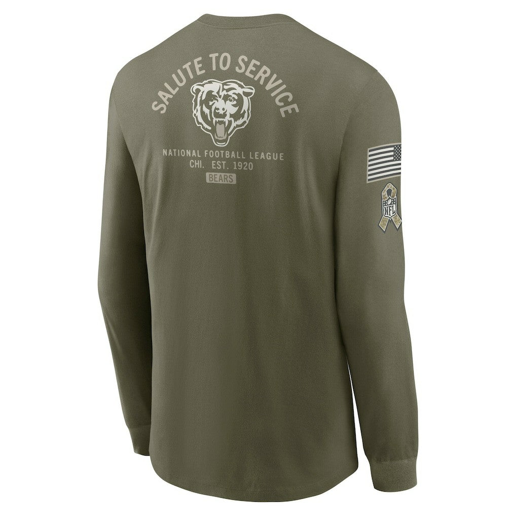 Chicago Bears 2025 Salute to Service Sideline Long Sleeve T-Shirt - Olive T-shirts