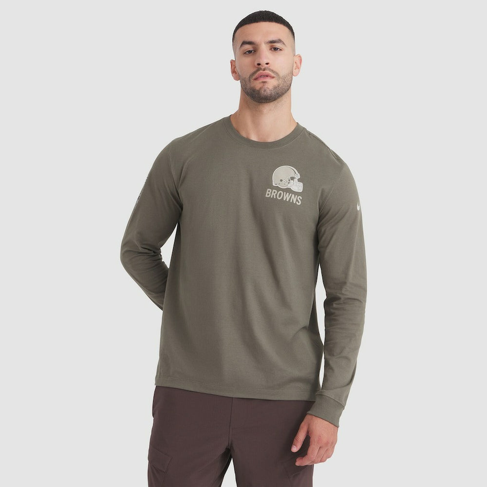 Cleveland Browns 2025 Salute to Service Sideline Long Sleeve T-Shirt - Olive T-shirts