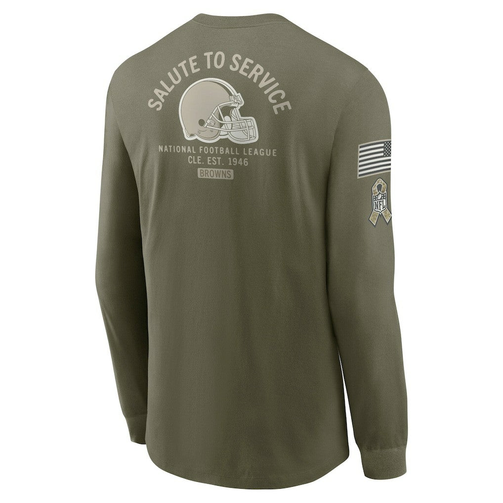 Cleveland Browns 2025 Salute to Service Sideline Long Sleeve T-Shirt - Olive T-shirts