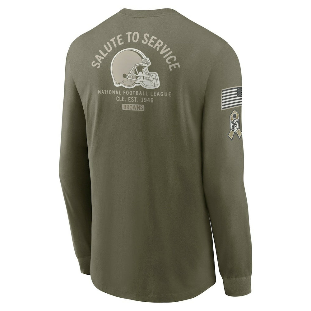 Cleveland Browns 2025 Salute to Service Sideline Long Sleeve T-Shirt - Olive T-shirts