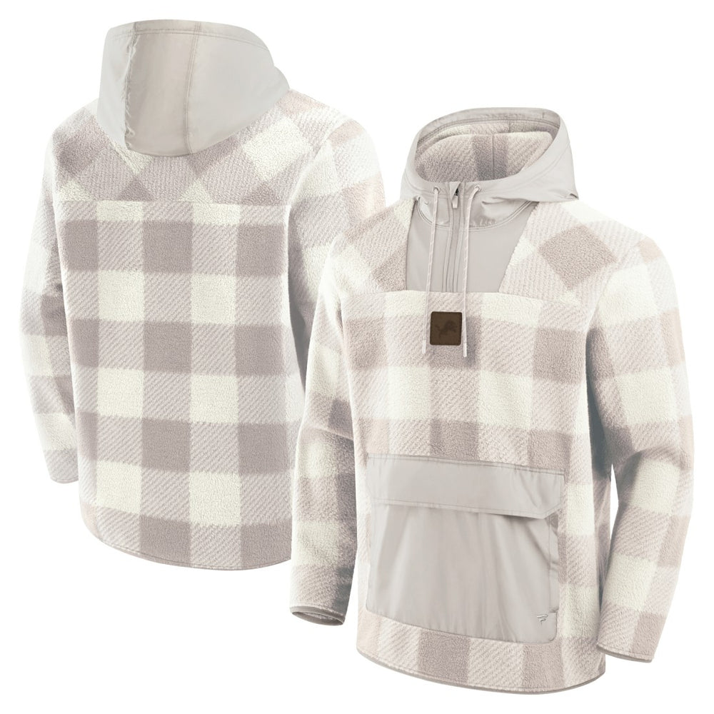 Detroit Lions Elements Plaid Polar Fleece Quarter-Zip Hoodie - Gray Hoodies