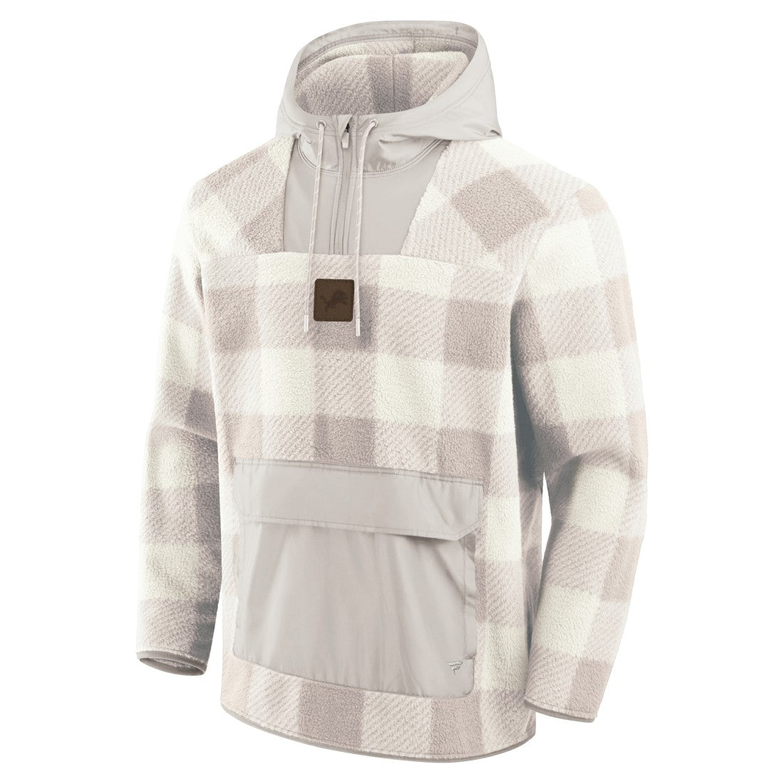Detroit Lions Elements Plaid Polar Fleece Quarter-Zip Hoodie - Gray Hoodies