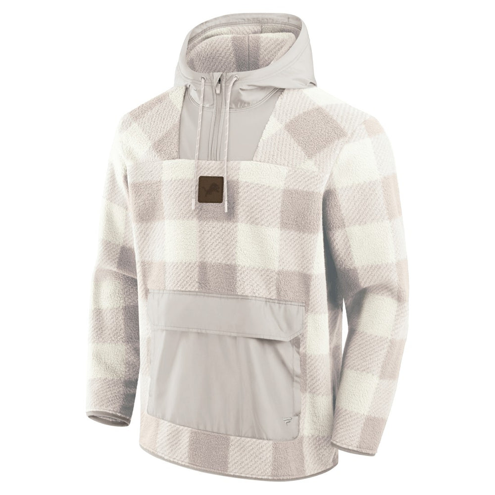 Detroit Lions Elements Plaid Polar Fleece Quarter-Zip Hoodie - Gray Hoodies