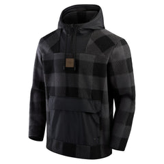 Baltimore Ravens Elements Plaid Polar Fleece Quarter-Zip Hoodie - Black Hoodies