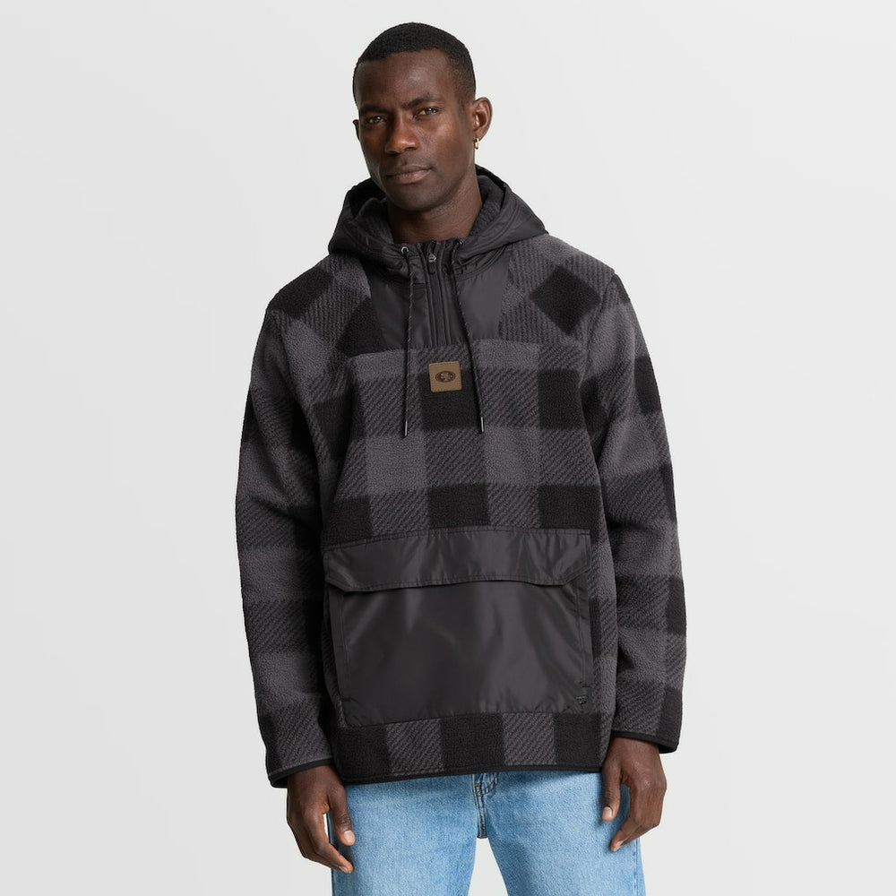 San Francisco 49ers Elements Plaid Polar Fleece Quarter-Zip Hoodie - Black Hoodies