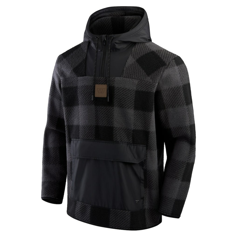 Washington Commanders Elements Plaid Polar Fleece Quarter-Zip Hoodie - Black Hoodies