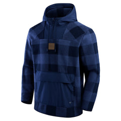 Denver Broncos Elements Plaid Polar Fleece Quarter-Zip Hoodie - Navy Hoodies
