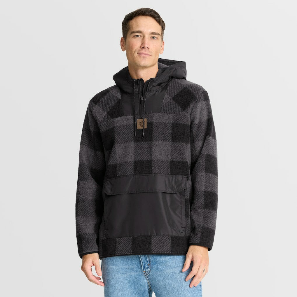 Chicago Bears Elements Plaid Polar Fleece Quarter-Zip Hoodie - Black Hoodies