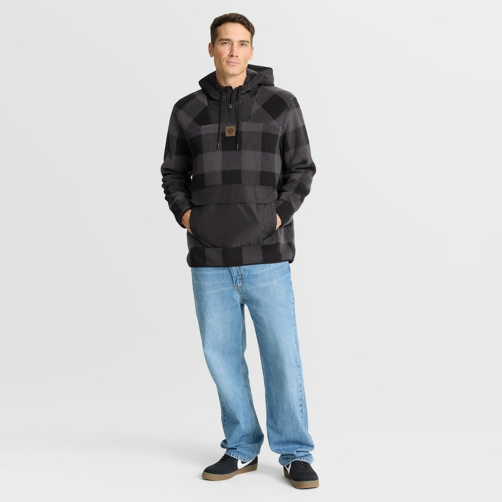 Chicago Bears Elements Plaid Polar Fleece Quarter-Zip Hoodie - Black Hoodies