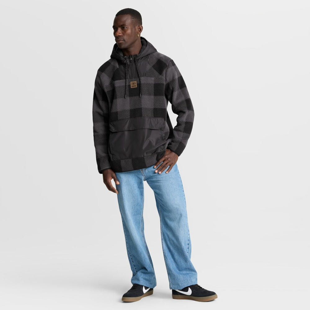 Green Bay Packers Elements Plaid Polar Fleece Quarter-Zip Hoodie - Black Hoodies