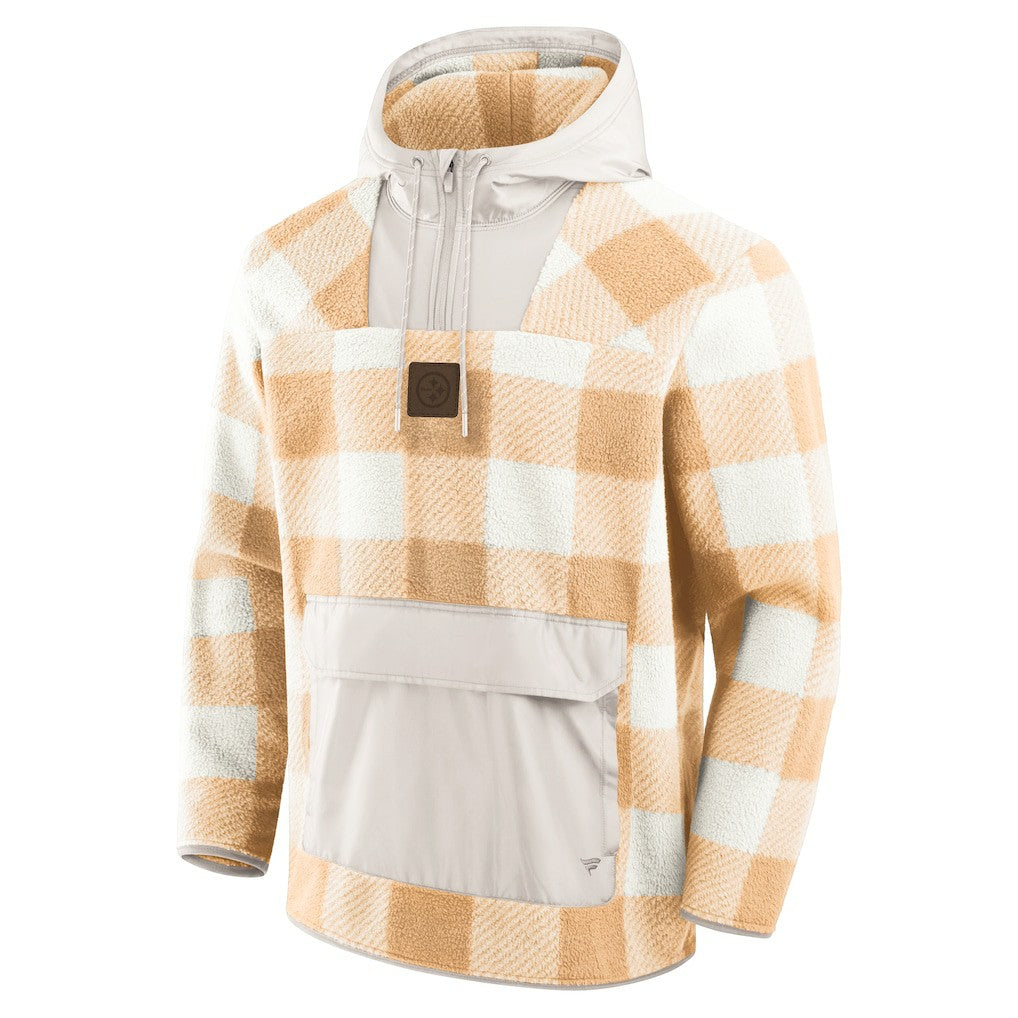 Pittsburgh Steelers Elements Plaid Polar Fleece Quarter-Zip Hoodie - Tan Hoodies