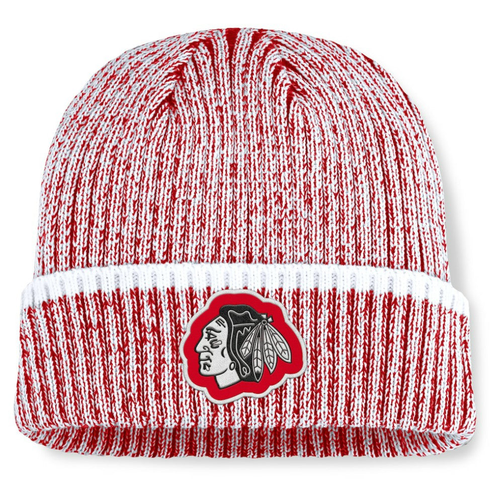 Chicago Blackhawks Fanatics Fundamental Haze Cuffed Knit Hat - Red/White | US 202777510