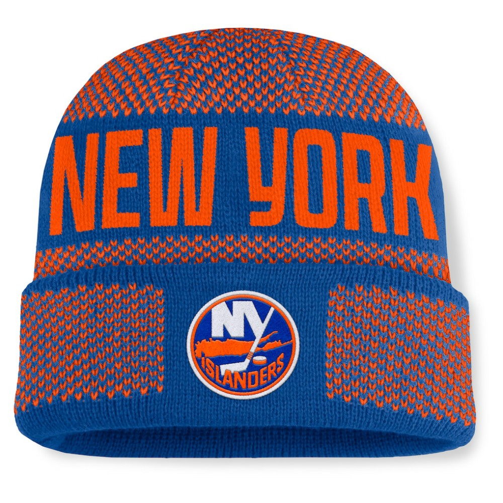 New York Islanders Fanatics Fundamentals Shelter Cuffed Knit Hat - Royal/Orange | US 202777524
