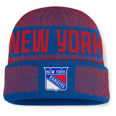 New York Rangers Fanatics Fundamentals Shelter Cuffed Knit Hat - Blue/Red | US 202777525